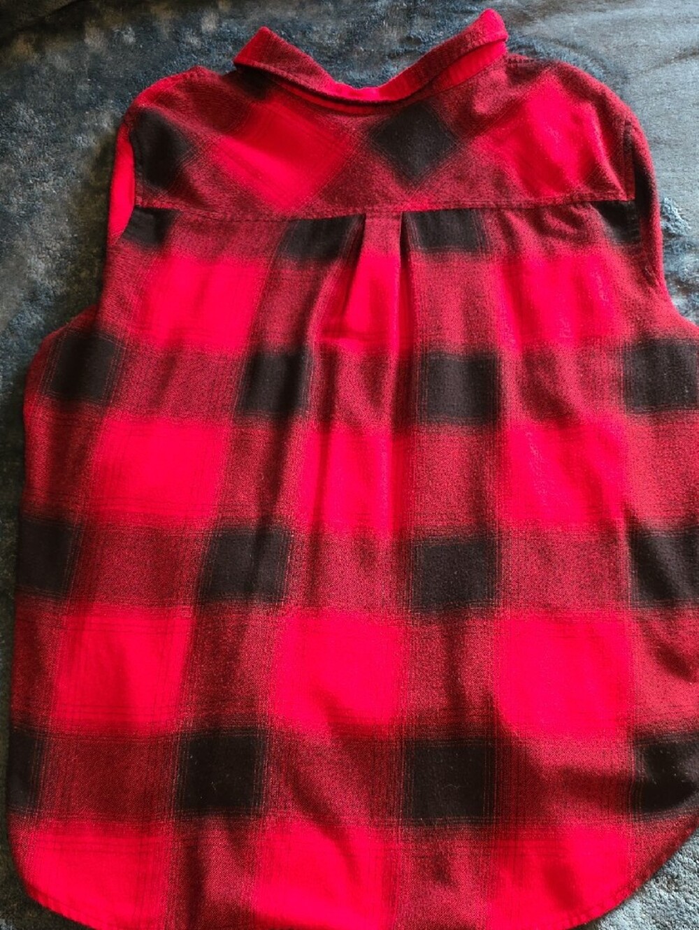 a.n.a Red and Black Plaid Flannel Shirt - Picture 3 of 3